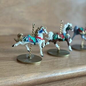 Vintage Set of 3 Christmas Carousel Horses Ornaments